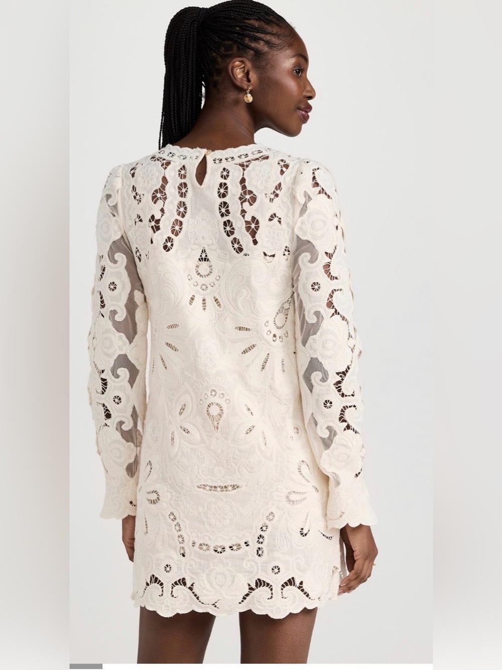 Sea New York White Cream Lace Long-Sleeve Lysa Embroidered Mini Dress - Picture 3 of 16